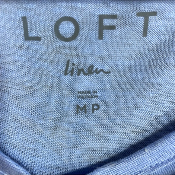 LOFT Blue Linen Ruffle Shirt - Picture 2 of 4